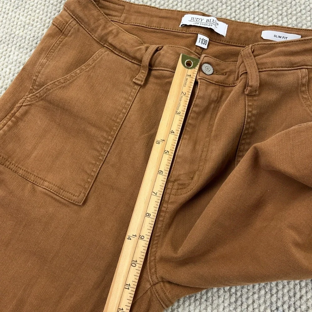 Judy Blue Jeans Women 11 30 Slim Fit Carpenter Brown Denim Straight Work Wear B5